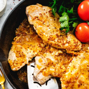 Chicken Paillard in pan