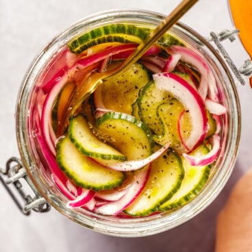 Pickled cucumbers and onions