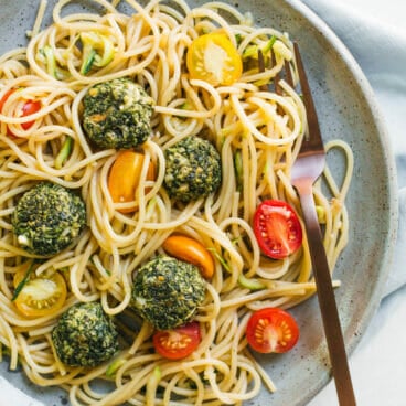 Vegetarian Spinach Meatballs & Spaghetti | A Couple Cooks